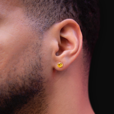 14k Round Cut Canary Earring - Single Stud