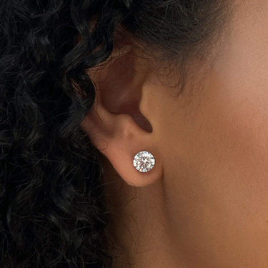 14k Round Cut Diamond Earrings in White Gold