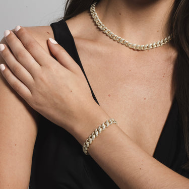 Yellow Gold 8.5mm Iced Cuban Chain + Bracelet Bundle