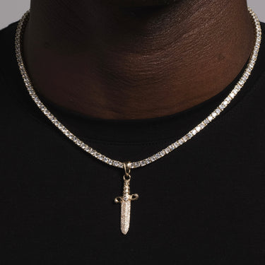 10k Solid Gold Iced Knife Pendant