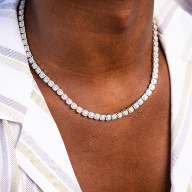 Micro Clustered Tennis Necklace in White Gold