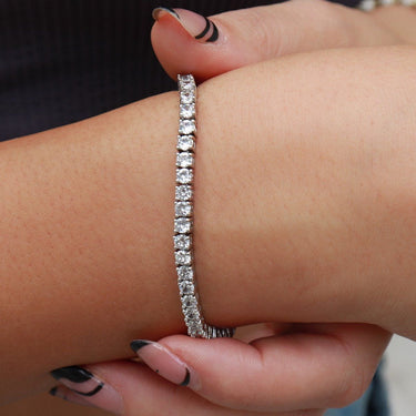 Round Cut Tennis Bracelet in White Gold - 3mm