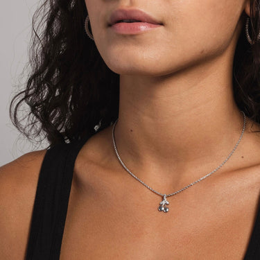 10k Solid Gold Micro Cherry Pendant in White Gold