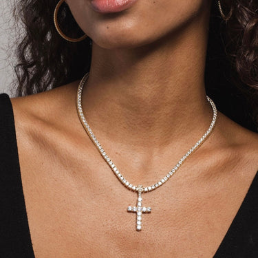 10k Solid Gold Diamond Cross in Yellow Gold