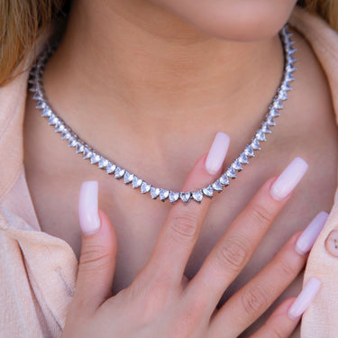 Heart Shaped Tennis Necklace