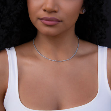 Popcorn Necklace in White Gold (Adjustable)