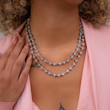 GLD Star Link Necklace in White Gold