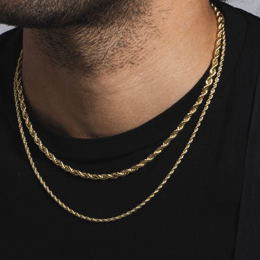 4mm and 2mm Rope Chain Bundle in Yellow Gold
