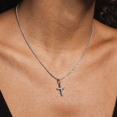 14k Solid Gold Micro Diamond Cross