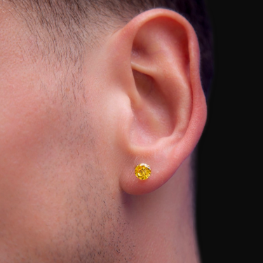 14k Round Cut Canary Earrings - Pair