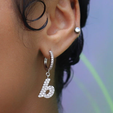 Diamond Script Lowercase Font Earring - Single
