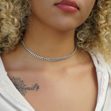 Cuban Link Choker in White Gold - 5mm