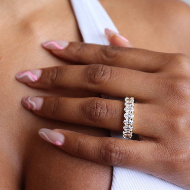 14k Solid Gold Oval Cut Eternity Band Ring