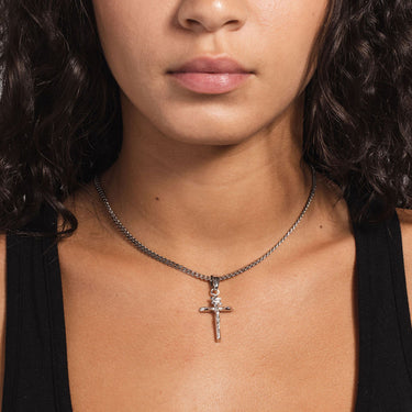14k Solid White Gold Crucifix Pendant