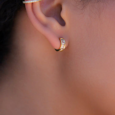 Baguette Hoop Stud Earrings