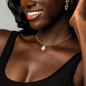 Micro Iced Hamsah Pendant in Yellow Gold