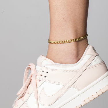 Cuban Link Anklet in Yellow Gold - 5mm