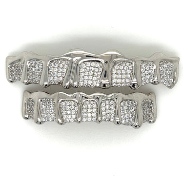Dripping Iced Grillz in White Gold