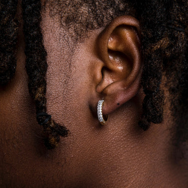 Micro Double Row Huggie Earrings in Yellow Gold