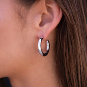 Small Tube Hoop Earrings in White Gold