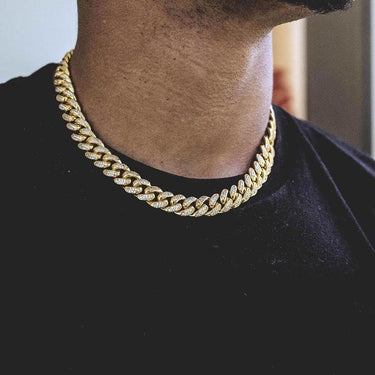 Diamond Cuban Link Choker (10mm) in Yellow Gold