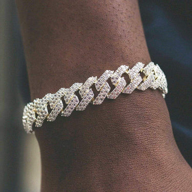 Diamond Prong Link Bracelet (10mm) in Yellow Gold