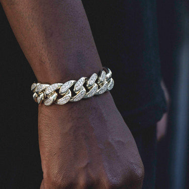 Diamond Cuban Link Bracelet in Yellow Gold - 19mm