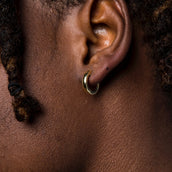 Polished Round Huggie Earrings in Yellow Gold