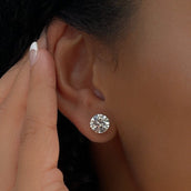 14k Round Cut Diamond Earrings in Yellow Gold