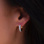 Micro Double Row Huggie Earrings In Yellow Gold