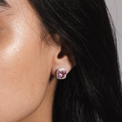 Pink Square Stud Earrings