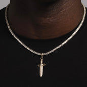10k Solid Gold Iced Knife Pendant