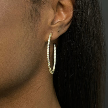 Gold Hoop w/ 1mm Stone Earrings