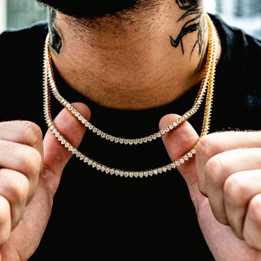 3 Prong Tennis Necklace (3mm) in Yellow Gold