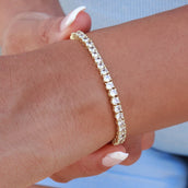 Round Cut Tennis Bracelet in Yellow Gold - 3mm