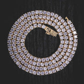 Round Cut Tennis Necklace in Yellow Gold - 3mm