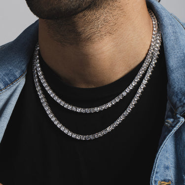 5mm Round Cut Tennis Necklace Bundle in White Gold