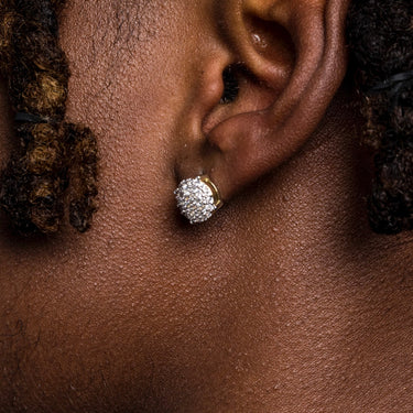 10mm Pave Set Stud Earrings in Yellow Gold