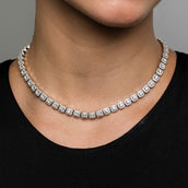 Micro Clustered Tennis Necklace in White Gold