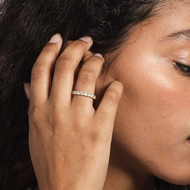 14k Solid Gold 2mm Round Cut Eternity Band Ring