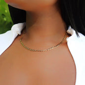 Figaro Link Necklace in Yellow Gold - 4mm