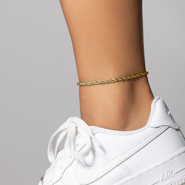 Rope Anklet in Yellow Gold - 4mm