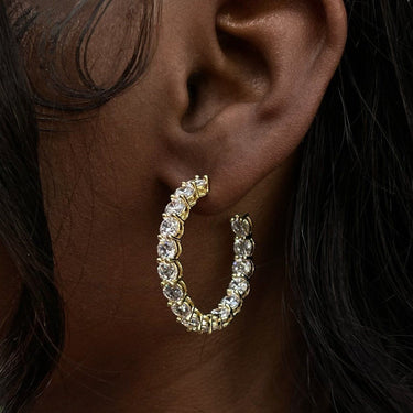 4mm Eternity Hoop Earrings in Yellow Gold