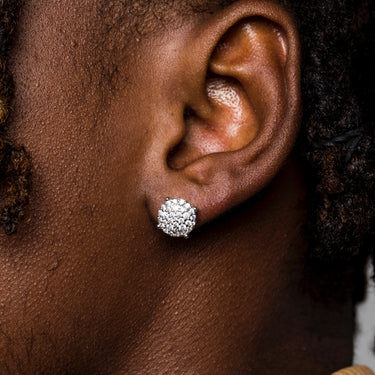 10mm Pave Set Stud Earrings in White Gold