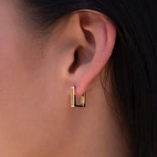 Polished Square Huggie Earrings in Yellow Gold