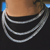 Baguette Tennis Necklace in White Gold -5mm