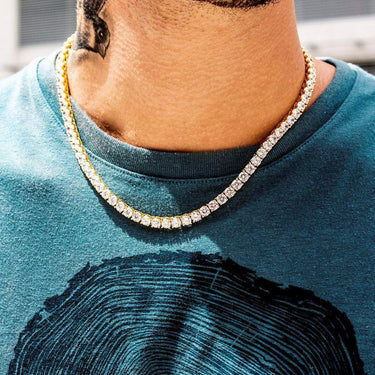 20" 5mm Round Cut Tennis Necklace in Yellow Gold