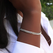 Cuban Link Bracelet in White Gold - 5mm