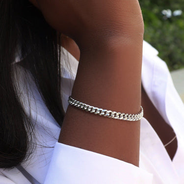 Cuban Link Bracelet in White Gold - 5mm