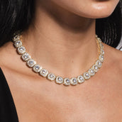 Clustered Tennis Necklace in Yellow Gold